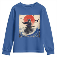 Samurai Cat Youth Sweatshirt Vintage Japanese Art Anime Ukiyo-e Warrior - Wonder Print Shop