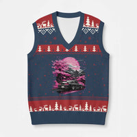 JDM Japanese V-Neck Knit Sweater Vest Tokyo Japan Drift Race Car Mount Fuji Cherry Blossom Sakura - Wonder Print Shop