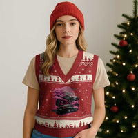 JDM Japanese V-Neck Knit Sweater Vest Tokyo Japan Drift Race Car Mount Fuji Cherry Blossom Sakura - Wonder Print Shop