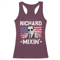 Funny 4th of July Richard Nixon Mixin Racerback Tank Top Patriotic Bartender American Flag - Wonder Print Shop