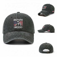 Funny 4th of July Richard Nixon Mixin Washed Cotton Baseball Cap Patriotic Bartender American Flag