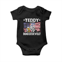 Funny Theodore Roosevelt 4th Of July Baby Onesie Teddy Boozedevelt Drinking American Flag - Wonder Print Shop