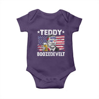 Funny Theodore Roosevelt 4th Of July Baby Onesie Teddy Boozedevelt Drinking American Flag - Wonder Print Shop