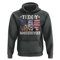 Funny Theodore Roosevelt 4th Of July Hoodie Teddy Boozedevelt Drinking American Flag - Wonder Print Shop