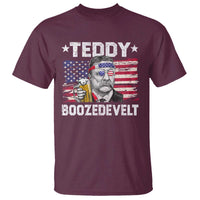 Funny Theodore Roosevelt 4th Of July T Shirt Teddy Boozedevelt Drinking American Flag - Wonder Print Shop