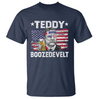 Funny Theodore Roosevelt 4th Of July T Shirt Teddy Boozedevelt Drinking American Flag - Wonder Print Shop