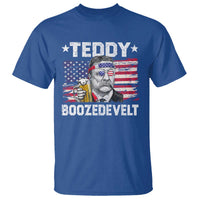 Funny Theodore Roosevelt 4th Of July T Shirt Teddy Boozedevelt Drinking American Flag - Wonder Print Shop