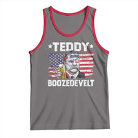 Funny Theodore Roosevelt 4th Of July Tank Top Teddy Boozedevelt Drinking American Flag - Wonder Print Shop