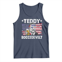 Funny Theodore Roosevelt 4th Of July Tank Top Teddy Boozedevelt Drinking American Flag - Wonder Print Shop