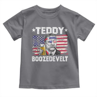 Funny Theodore Roosevelt 4th Of July Toddler T Shirt Teddy Boozedevelt Drinking American Flag - Wonder Print Shop