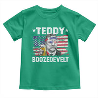 Funny Theodore Roosevelt 4th Of July Toddler T Shirt Teddy Boozedevelt Drinking American Flag - Wonder Print Shop