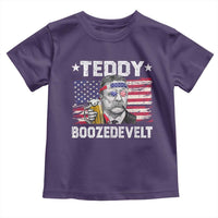 Funny Theodore Roosevelt 4th Of July Toddler T Shirt Teddy Boozedevelt Drinking American Flag - Wonder Print Shop