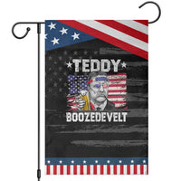 Funny Theodore Roosevelt 4th Of July Garden Flag Teddy Boozedevelt Drinking American Flag