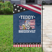 Funny Theodore Roosevelt 4th Of July Garden Flag Teddy Boozedevelt Drinking American Flag