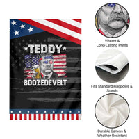 Funny Theodore Roosevelt 4th Of July Garden Flag Teddy Boozedevelt Drinking American Flag