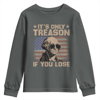 George Washington 4th Of July Youth Sweatshirt Its Only Treason If You Lose Retro American Flag - Wonder Print Shop