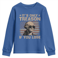 George Washington 4th Of July Youth Sweatshirt Its Only Treason If You Lose Retro American Flag - Wonder Print Shop