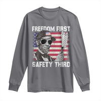 Lincoln 4th Of July Long Sleeve Shirt Abe Freedom First Safety Third American Flag - Wonder Print Shop