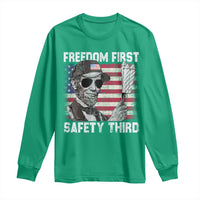 Lincoln 4th Of July Long Sleeve Shirt Abe Freedom First Safety Third American Flag - Wonder Print Shop