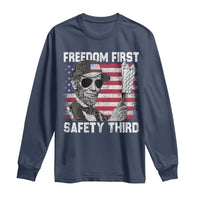 Lincoln 4th Of July Long Sleeve Shirt Abe Freedom First Safety Third American Flag - Wonder Print Shop