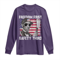 Lincoln 4th Of July Long Sleeve Shirt Abe Freedom First Safety Third American Flag - Wonder Print Shop