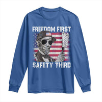 Lincoln 4th Of July Long Sleeve Shirt Abe Freedom First Safety Third American Flag - Wonder Print Shop
