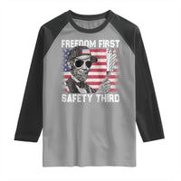 Lincoln 4th Of July Raglan Shirt Abe Freedom First Safety Third American Flag - Wonder Print Shop