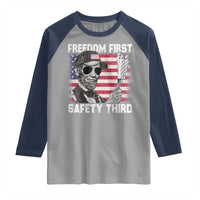 Lincoln 4th Of July Raglan Shirt Abe Freedom First Safety Third American Flag - Wonder Print Shop