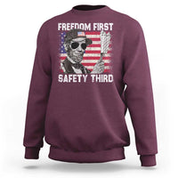 Lincoln 4th Of July Sweatshirt Abe Freedom First Safety Third American Flag - Wonder Print Shop