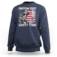 Lincoln 4th Of July Sweatshirt Abe Freedom First Safety Third American Flag - Wonder Print Shop