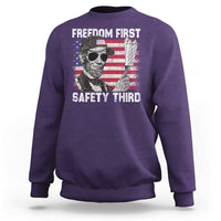 Lincoln 4th Of July Sweatshirt Abe Freedom First Safety Third American Flag - Wonder Print Shop
