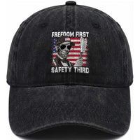 Lincoln 4th Of July Washed Cotton Baseball Cap Abe Freedom First Safety Third American Flag