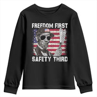 Lincoln 4th Of July Youth Sweatshirt Abe Freedom First Safety Third American Flag - Wonder Print Shop