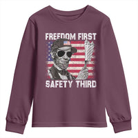 Lincoln 4th Of July Youth Sweatshirt Abe Freedom First Safety Third American Flag - Wonder Print Shop
