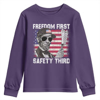 Lincoln 4th Of July Youth Sweatshirt Abe Freedom First Safety Third American Flag - Wonder Print Shop