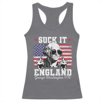 Funny 4th of July George Washington Racerback Tank Top Suck It England 1776 - Wonder Print Shop