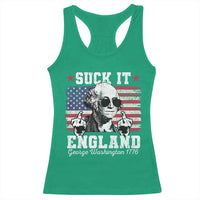 Funny 4th of July George Washington Racerback Tank Top Suck It England 1776 - Wonder Print Shop