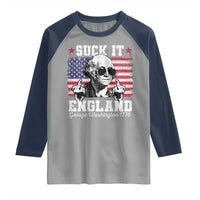 Funny 4th of July George Washington Raglan Shirt Suck It England 1776 - Wonder Print Shop