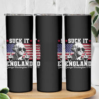 Funny 4th of July George Washington Skinny Tumbler Suck It England 1776 - Wonder Print Shop