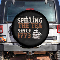 Spilling The Tea Since 1773 Spare Tire Cover Retro Usa Patriotic 4th of July Party - Wonder Print Shop