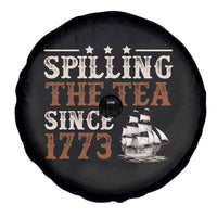 Spilling The Tea Since 1773 Spare Tire Cover Retro Usa Patriotic 4th of July Party - Wonder Print Shop