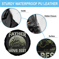 Father Mows Best Spare Tire Cover Lawn Mower Mowing Dad Retro Father's Day Gift