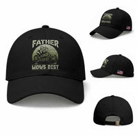 Father Mows Best Baseball Cap Lawn Mower Mowing Dad Retro Father's Day Gift