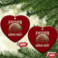 Father Mows Best Ceramic Ornament Lawn Mower Mowing Dad Retro Father's Day Gift - Wonder Print Shop