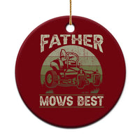 Father Mows Best Ceramic Ornament Lawn Mower Mowing Dad Retro Father's Day Gift - Wonder Print Shop