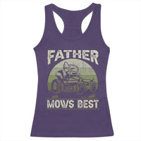 Father Mows Best Racerback Tank Top Lawn Mower Mowing Dad Retro Father's Day Gift
