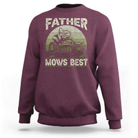 Father Mows Best Sweatshirt Lawn Mower Mowing Dad Retro Father's Day Gift