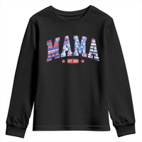 American Mama Est 2025 Youth Sweatshirt 4th of July Pregnancy Reveal - Wonder Print Shop