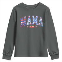 American Mama Est 2025 Youth Sweatshirt 4th of July Pregnancy Reveal - Wonder Print Shop