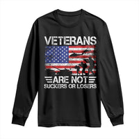 Veterans Are Not Suckers Or Losers Long Sleeve Shirt Veteran Vintage US Flag Protest